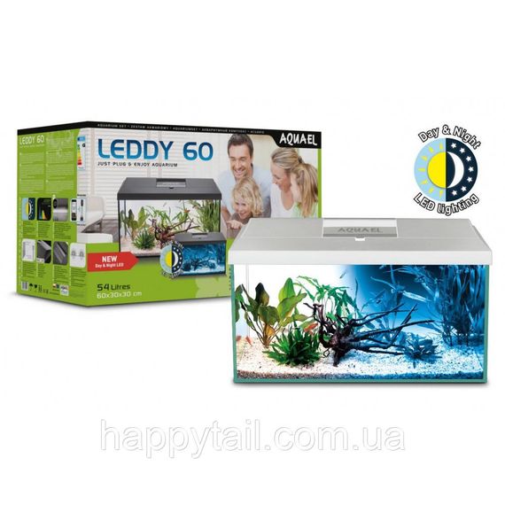 Аквариумный комплект Aquael Leddy 60 Day & Night - 54 л, 60х30х30 см, белый