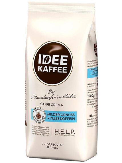 Кофе в зернах арабика IDEE Kaffe Caffe Crema (J.J.Darboven), 1кг