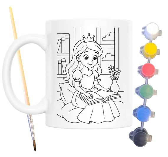 Набор для творчества кружка раскраска Принцесса 330 мл белая (КР0127)