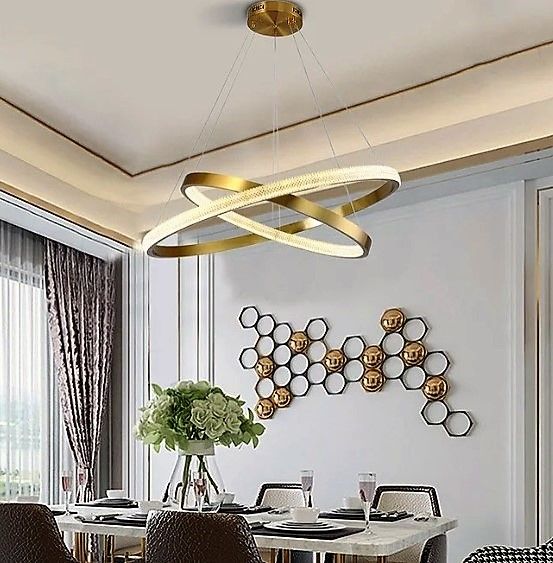 Люстра світлодіодна підвісна LED світильник для квартири на стелю лед 26512 Золото 15-130х60х60 см. | Зображення 2