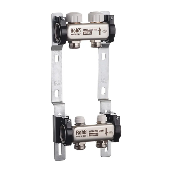Коллектор с термостатическими и запорными клапанами Roho R805-02 - 1"х 2-х. (RO0056)