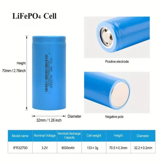 Циліндричний літій-іонний акумулятор 32700 6000mAh 5C Високої потужності 3.2V Акумуляторна батарея