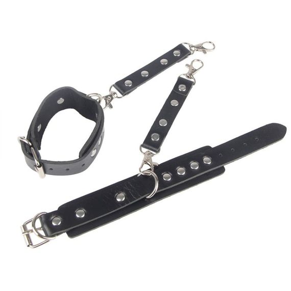 Гартери з наручниками Star Night Sexy Bondage з екошкіри, чорні, One Size | Зображення 3
