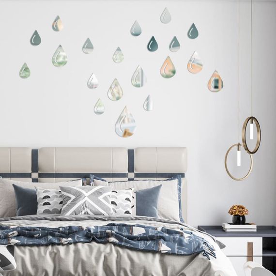 Дзеркальний декор акриловий самоклеючий Краплі срібло,20шт (D) SW-00002492 | Зображення 4