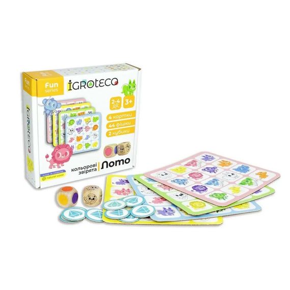 Детская настольная игра Умное Лото "Цветные зверьки" 900804 | Зображення 1