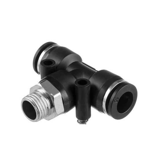 Цангове з'єднання Т-подібне для поліуретанових та ін. шлангів 10*10 мм, 1/4" зовн. різьба INTERTOOL PT-2353