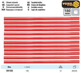 Карандаши строительные Польша 18 см 12 штук VOREL-09180