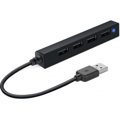 Концентратор Speedlink SNAPPY SLIM USB Hub, 4-Port, USB 2.0, Passive, Black (SL-140000-BK) (SL-140000-BK)