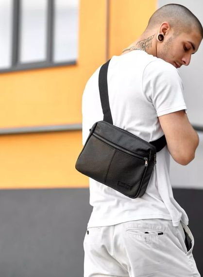 Мужская сумка мессенджер Sambag Makros черная 25 × 19 × 6 см (70103101)