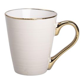 Чашка порцелянова із золотим обідком та позолоченою ручкою 320 (мл) Бежева RX-N240624BE