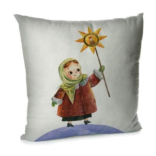 Подушка диванна з оксамиту Колядниця 45x45 см (45BP_25NG009)
