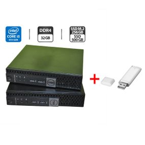 Неттоп Dell OptiPlex 3046 Micro USFF / Intel Core i5-6500T (4 ядра по 2.5 - 3.1 GHz) / 32 GB DDR4 / 256 GB SSD M.2 + 500 GB SSD / Intel HD Graphics 530 / Блок живлення / Windows 11 Pro б/в + Подарунок Флеш пам'ять USB 32 GB