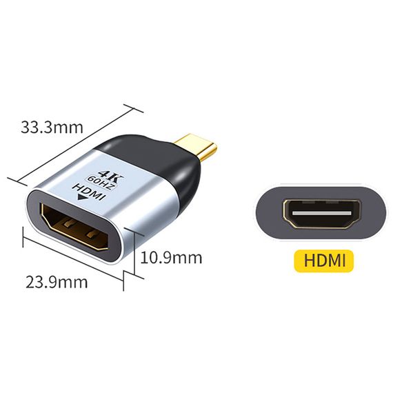 Адаптер, конвертер з Type-C на HDMI для передачі 4K/60Hz відео Addap UC2HDMI-01, перехідник для ПК, ноутбука, проектора, телевізора | Зображення 3