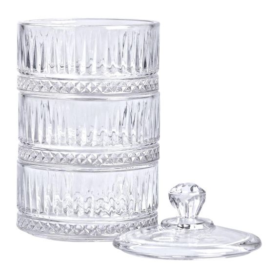 Цукерниця триярусна скляна з кришкою Ø 10 см HP-YH-16 | Зображення 3