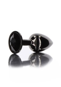 Анальна металева пробка M із чорним каменем Butt Plug With Diamond Jewel Taboom Sex Aura