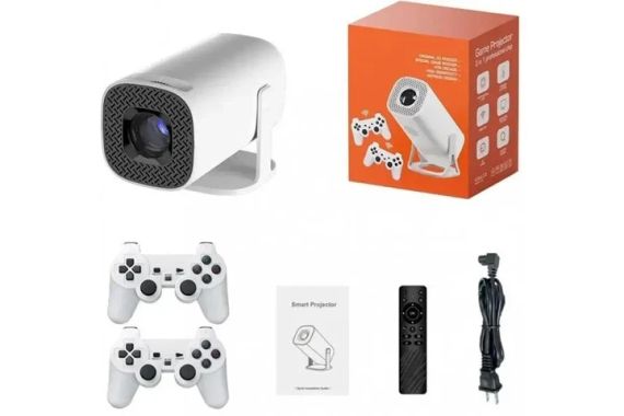 Проектор видео-игровой с джойстиками + пульт управления Android Projector HA-199 Белый | Зображення 3