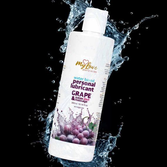 Водний лубрикант 2в1 для інтимної близькості та масажу MyLove Aroma Series Grape (Виноград), 300 мл Sex Aura | Зображення 3