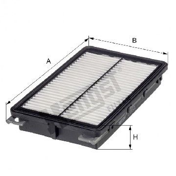 Фильтр воздушный Hyundai Tucson 1.6-2.0 CRDi 15- / Kia Sportage 1.6-2.0 CRDi 15-, Hengst, E1360L,