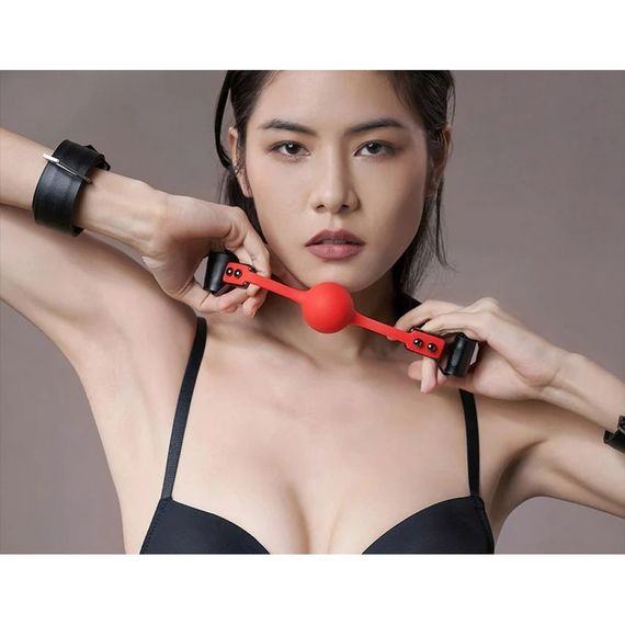 Набір кляп-кулька і кляп брусок на шкіряному ремінці Lockink | Зображення 5