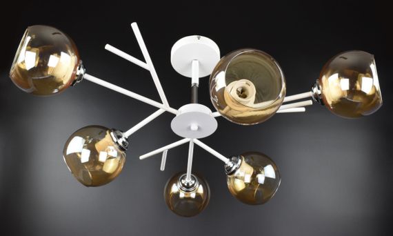 Люстра стельова на 6 лампочок 26556 Білий 34х70х70 см. | Зображення 4