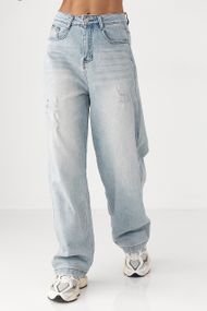 Джинси Baggy straight  із потертостями - блакитний цвет, L (є розміри)