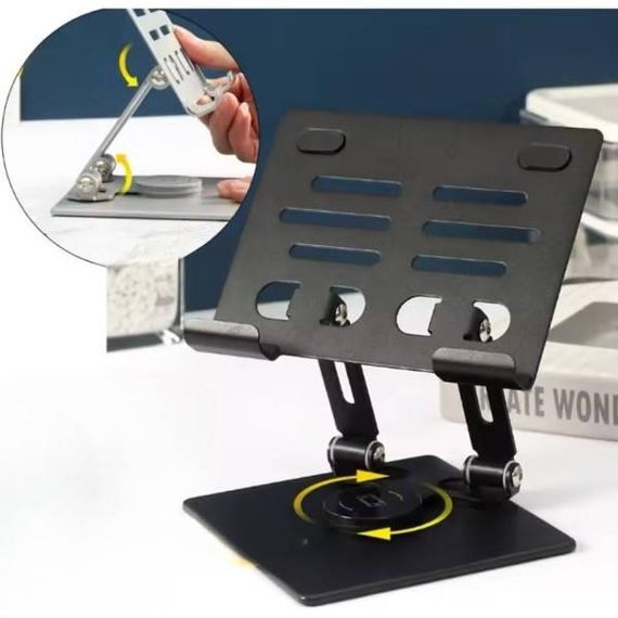 Металева настільна підставка для планшета 360 Градусів HA-6 Чорна