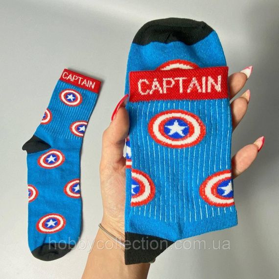 Шкарпетки чоловічі високі 1 пара "Captain America" сині 40-45 р бавовняні | Зображення 4