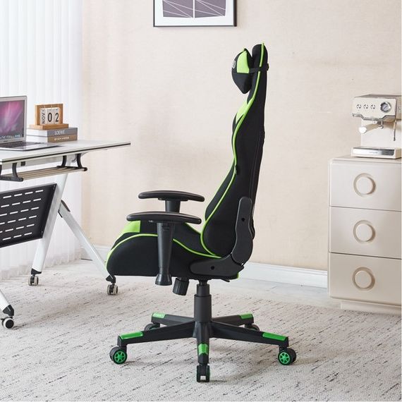 Крісло геймерське з тканини Bonro Бонро B-142 чорно-зелене + 2 подушки (42401115) | Зображення 3