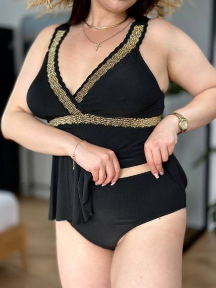 Розкішний чорний купальник танкіні для дівчат PLUS SIZE | Зображення 5