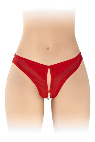 Трусики с жемчугом и интимным вырезом Fashion Secret Sophie Красный S/M