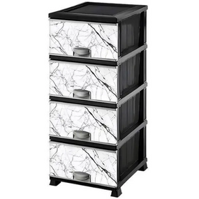DECOR комод с рисунком (1) (x128 белый мрамор)