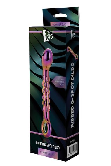 Dt21833 скляний фалоімітатор Dream Toys GLAMOUR GLASS RIBBED G-SPOT DILDO | Зображення 1