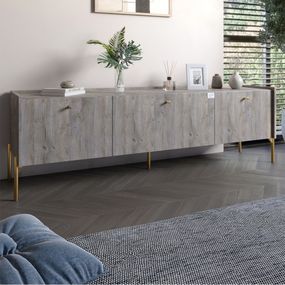 Тумба під телевізор на 3 шухляди LION Wood з золотими ніжками 160х65х40 см Шварцвальд (LION-043000)