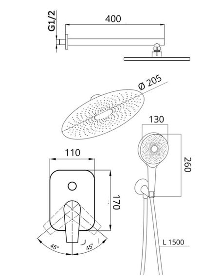 Душова система універсальна Qtap Slavonice Chrome прихованого монтажу QTSLA113CRM45898 | Зображення 1