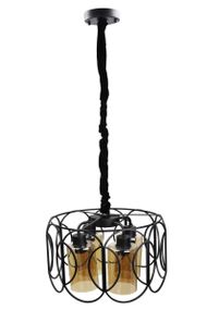 Люстра підвісна LOFT на 4 лампочки 25060 Чорний 40-90х40х40 см.