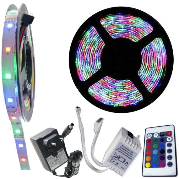 Светодиодная лента многоцветная RGB 5 м LED c пультом