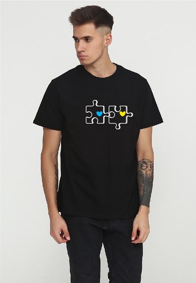 Футболка чоловіча чорна з принтом "Пазл", 2XL