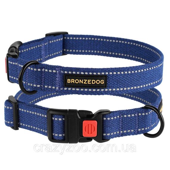Нашийник для собак BronzeDog Сotton брезентовий синій 1.6x25-33 см 50/1502Б/T