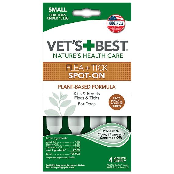 Капли от блох и клещей Vet's Best Flea Tick Spot-on Tubs для собак весом до 7 кг