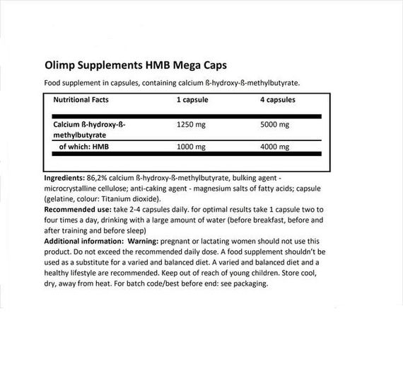 Аминокомплекс для спорта Olimp Nutrition HMB 1250 Mega Caps 30 Caps | Зображення 1