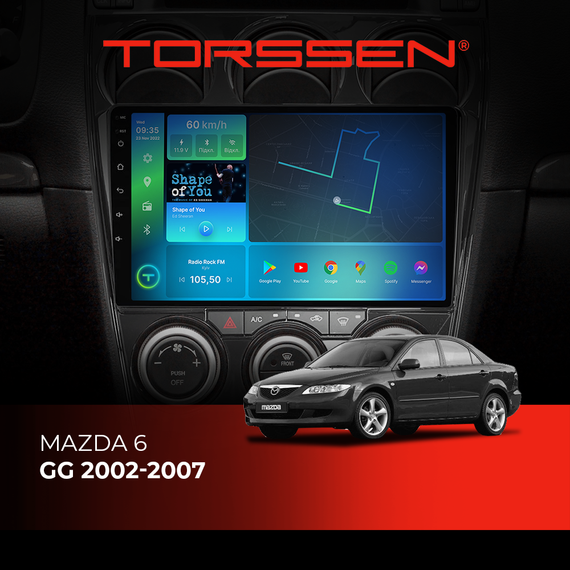 Штатна магнітола Torssen Mazda 6GG 02-07 FL9 4+64Gb 4G Carplay DSP