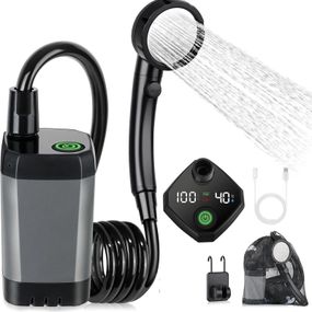 Портативний душ Spopal Pro Water Temp and Battery Level Indicator 6000mAh + bucket 20L (USB-C) Black