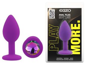 Силіконова анальна пробка EGZO - Silicone Purple Round Plug Rainbow, size S Sex Aura