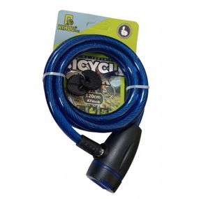 Замок велосипедний KIHUU LOCK 187, 10*120 тросовий, 2 ключі. Колір: синій JS-75