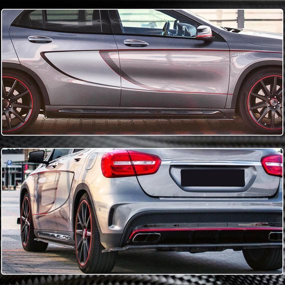 Боковые пороги (для GLA45 AMG 2013-2016, Карбон) для Mercedes GLA X156 | Зображення 3