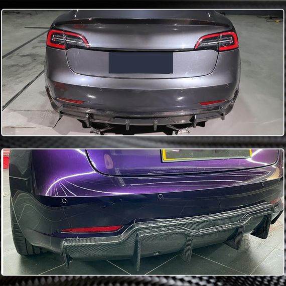 Диффузор заднего бампера Карбон V3 (2016-2022) для Tesla Model 3 2017- гг | Зображення 4