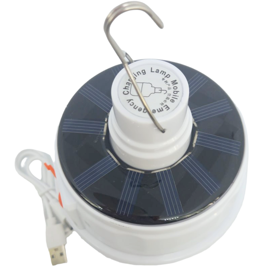 Лампа на аккумуляторе USB ЮСБ 2400 mAh + солнечная батарея с подвеской ЛЕД LED Solar Emergency Charging Lamp | Зображення 4