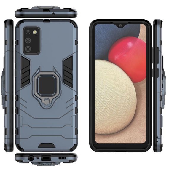 Ударопрочный чехол Transformer Ring for Magnet для Samsung Galaxy A02s Grey | Зображення 1