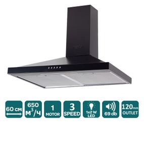 Вытяжка купольного типа VENTOLUX LIDO 60 BK (650) черная