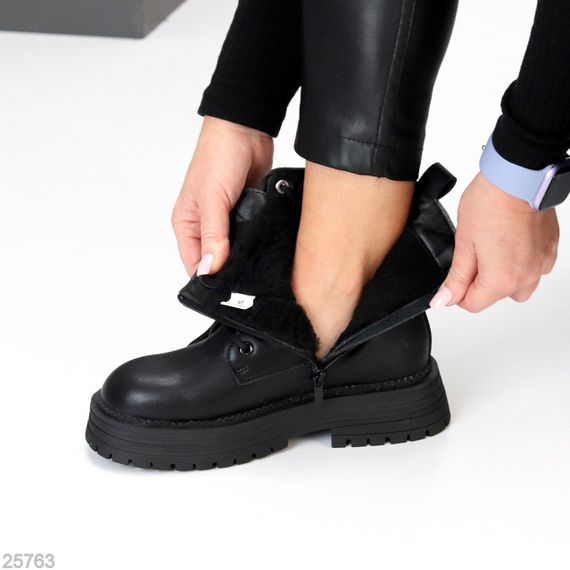 Повсякденні чорні зимові черевики берці натуральна шкіра доступна ціна | Зображення 5